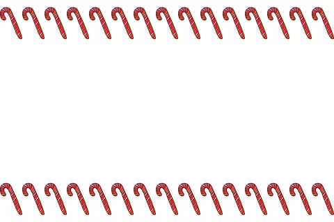 Background, frame, border from red candy cane. Horizontal top and bottom edgi Stock Illustration