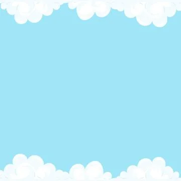 Background frame cartoon clouds. The blue sky is framed by white clouds. Vector Stock Illustration