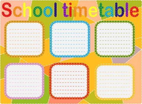 Background frame design of School Timetable, Schedule,Weekly school timetable Ilustración de archivo