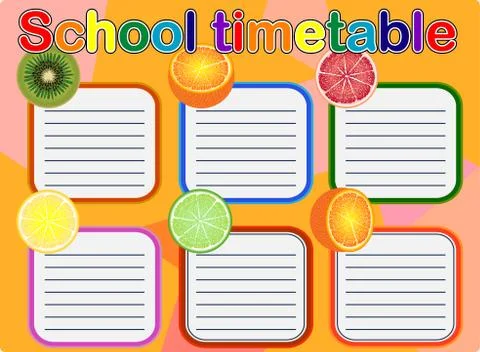 Background frame design of School Timetable, Schedule,Weekly school timetable Ilustración de archivo