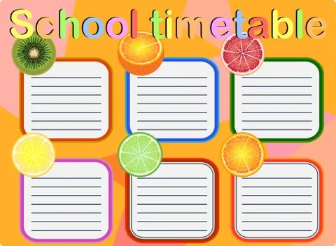 Background frame design of School Timetable, Schedule,Weekly school timetable Ilustración de archivo