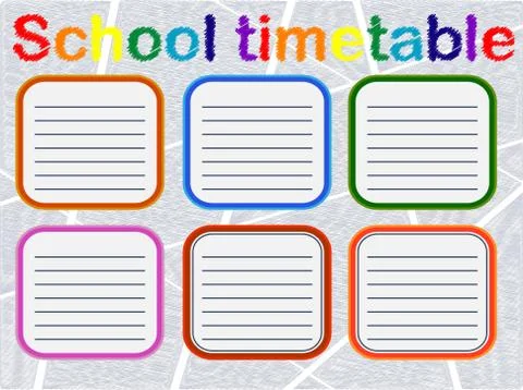 Background frame design of School Timetable, Schedule,Weekly school timetable Ilustración de archivo