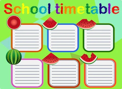Background frame design of School Timetable, Schedule,Weekly school timetable Ilustración de archivo