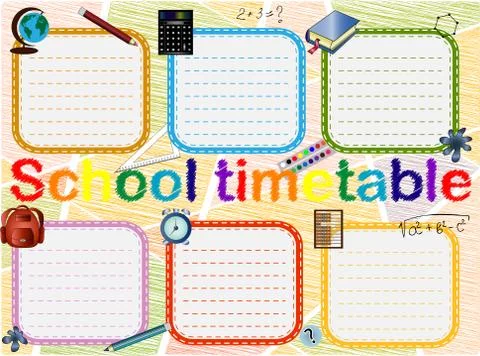 Background frame design of School Timetable, Schedule,Weekly school timetable Ilustración de archivo