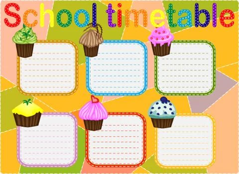 Background frame design of School Timetable, Schedule,Weekly school timetable Ilustración de archivo