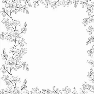 Background, frame of flowers, contours Stock Illustration