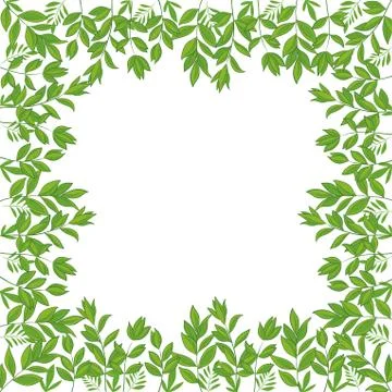 Background, frame of green leaves Stock Illustration