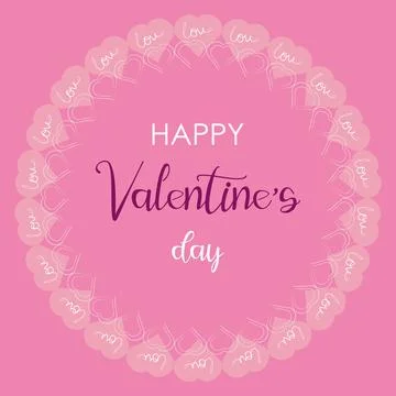 Background frame hearts love theme pink color Stock Illustration