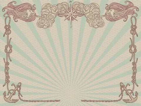 Background with a frame of nautical maps. Fantasy stylish design of an Stockillustratie