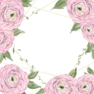 Background frame with place for text with decoration of beautiful delicate pink Stock Illustration
