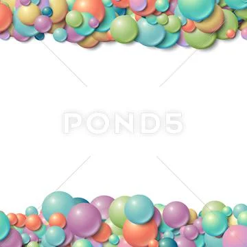 Background frame with scattered messy glowing rubber balls Stock Illustration
