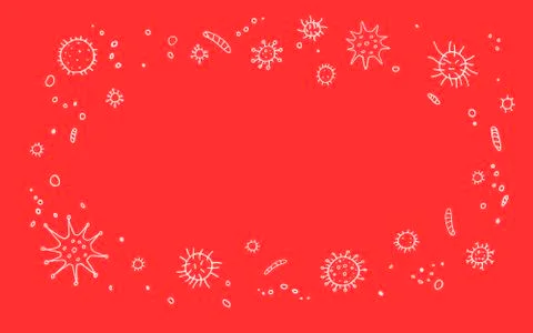 Background, frame with Virus. The Molecule viral bacteria infection. Coronavi Stock-Illustration