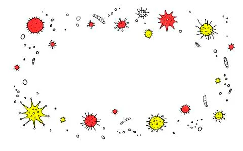 Background, frame with Virus. The Molecule viral bacteria infection. Coronavi Stock Illustration