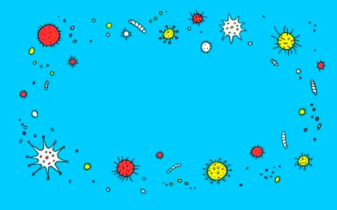 Background, frame with Virus. The Molecule viral bacteria infection. Coronavi Stock Illustration