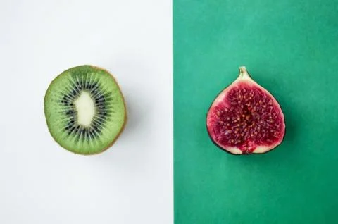 Background of fresh sliced fruit on a table in the afterno Stock Photos