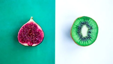 Background of fresh sliced fruit on a table in the afterno Stock Photos