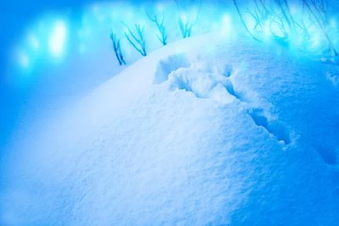 Background of fresh snow texture in blue tone. Snowfall texture background. 写真素材