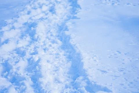 Background of fresh snow texture in blue tone. Snowfall texture background. Stock Photos