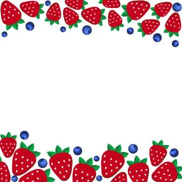 Background of fresh strawberries in flat style. Design template for vegetaria Illustrazione stock