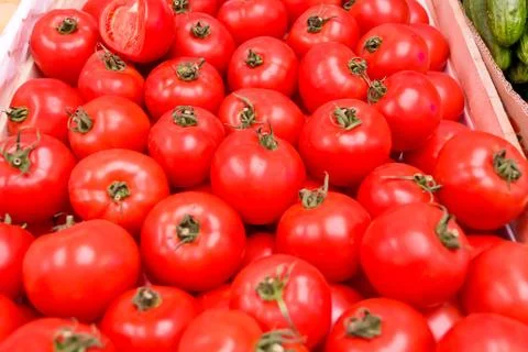 Background with fresh tomatos Foto stock