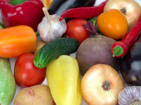 Background of fresh vegetables, close up Stock Photos