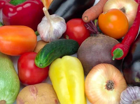 Background of fresh vegetables, close up Stock Photos