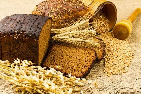Background from fresh white bread Stock Photos