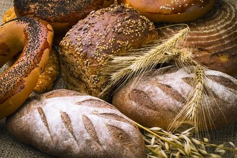 Background from fresh white bread Stock Photos