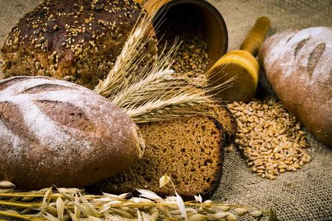 Background from fresh white bread Stock Photos