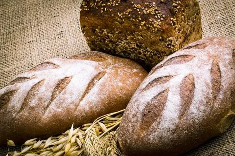 Background from fresh white bread Stock Photos
