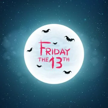 Background for Friday 13. Bats fly against the background of the full moon. C Иллюстрация