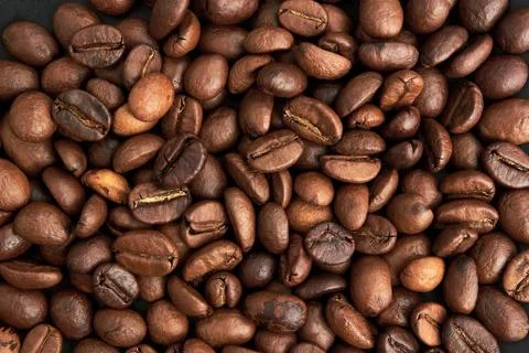 Background of fried coffee beans. Stock-Fotos