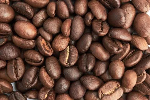 Background of fried coffee beans. Stock Photos