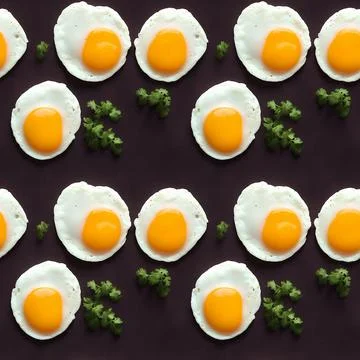 Background from Fried eggs  on a brown surface, seamless background Stock Photos