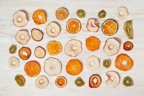 Background with fruit chips Stock Photos