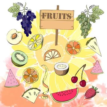 Background with  fruit Stock Illustration