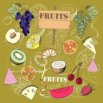 Background with fruit Stock Illustration