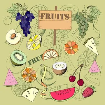 Background with fruit Stock Illustration
