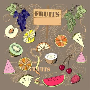 Background with fruit Stock Illustration