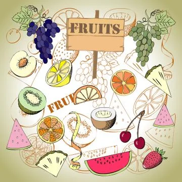 Background with fruit Stock Illustration