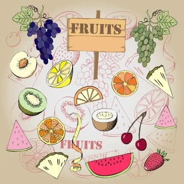Background with fruit Stock Illustration