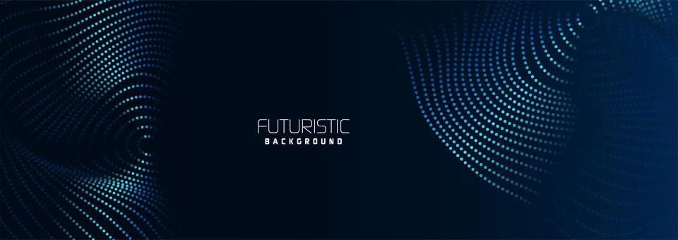 Background in futuristic data technology. Flowing halftone waves dots backdrop Illustrazione stock