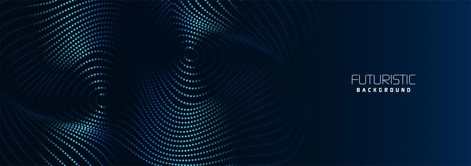 Background in futuristic data technology. Flowing halftone waves dots backdrop Stock Illustration
