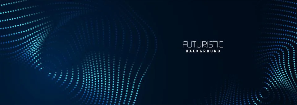 Background in futuristic data technology. Flowing halftone waves dots backdrop Illustrazione stock