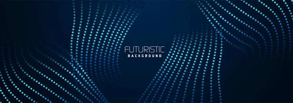 Background in futuristic data technology. Flowing halftone waves dots backdrop Stock Illustration