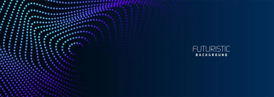 Background in futuristic data technology. Flowing halftone waves dots backdrop Stock Illustration
