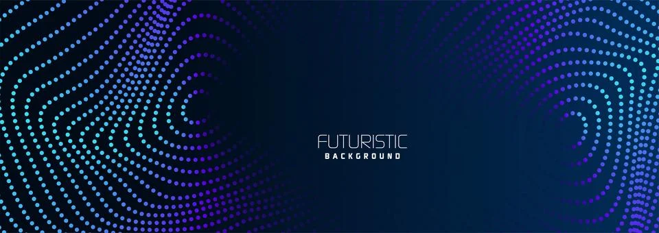 Background in futuristic data technology. Flowing halftone waves dots backdrop Stock Illustration