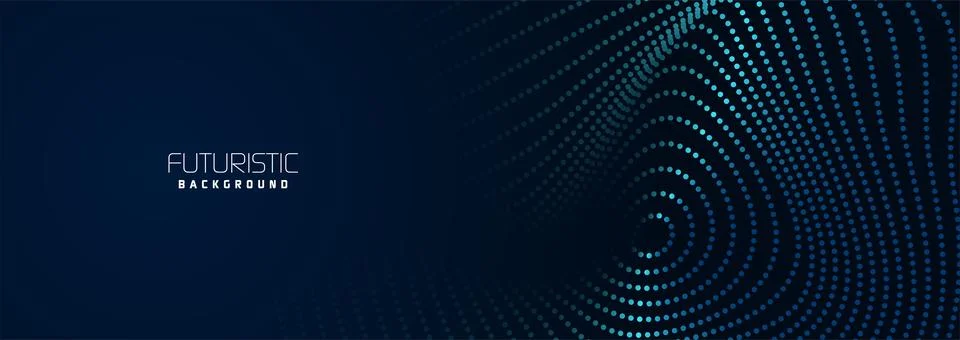 Background in futuristic data technology. Flowing halftone waves dots backdrop Stock Illustration