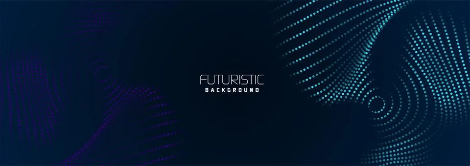 Background in futuristic data technology. Flowing halftone waves dots backdrop Stock Illustration