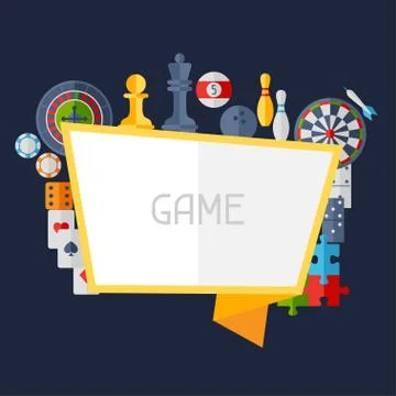 Background with game icons in flat design style Stock Illustration